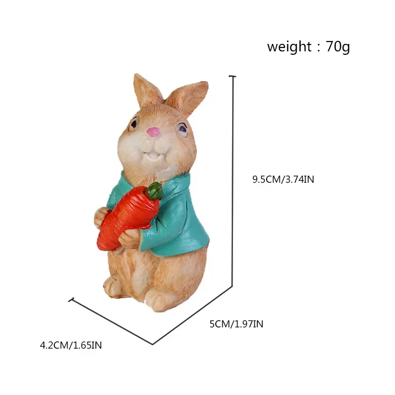 New Easter Bunny Resin Crafts Rabbit Doll Decor Desktop Decoration Rabbit Hug Carrot Figurine Easter Party Decoration Toy Gift