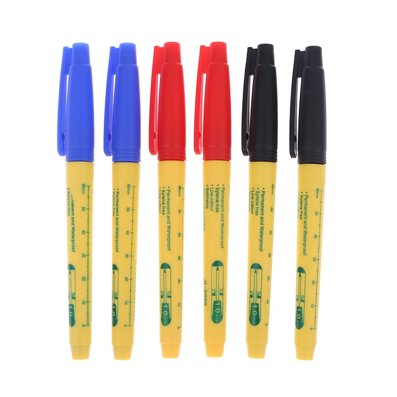 2PCS 33mm Red/Blue/Black Long Head Marking Pen Woodworking Decoration Deep Hole Waterproof Pen Multipurpose Marking Tool