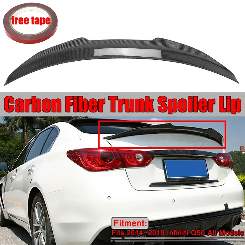 

PSM Style Real Carbon Fiber Duckbill Car Rear Trunk Spoiler Wing Lip Big For Infiniti Q50 PSM Style 2014-2019 Spoiler Body Kit