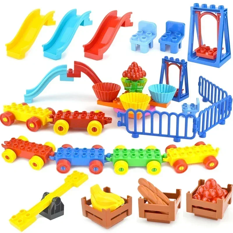 Big Building Blocks bricks Train base Slide Ladder Swing Large size base plate Letters Numbers Food Accessories Compatible