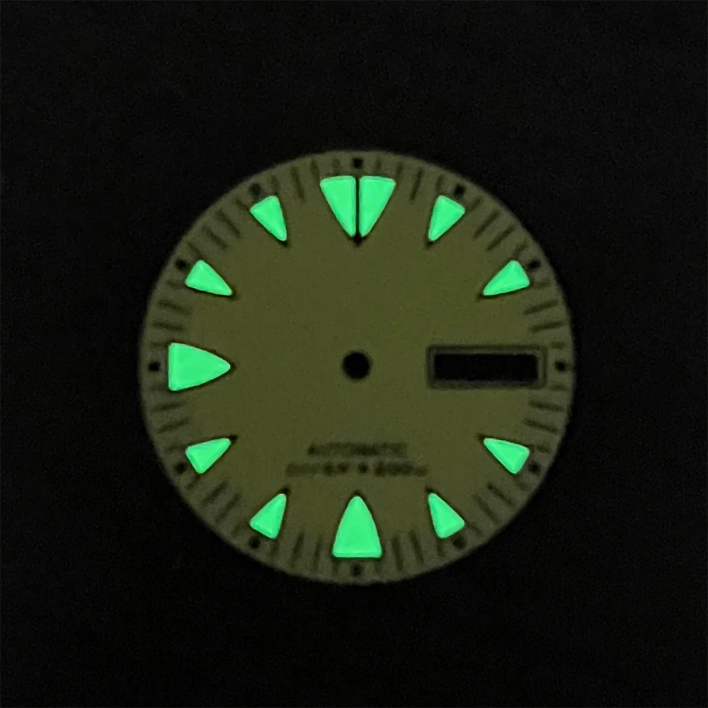 28.5mm S Logo Duikwijzerplaat Geschikt Voor NH36/4R36/NH36A Japanse Automatische Beweging C3 Groene Lichtgevende Refit horloge Accessoires