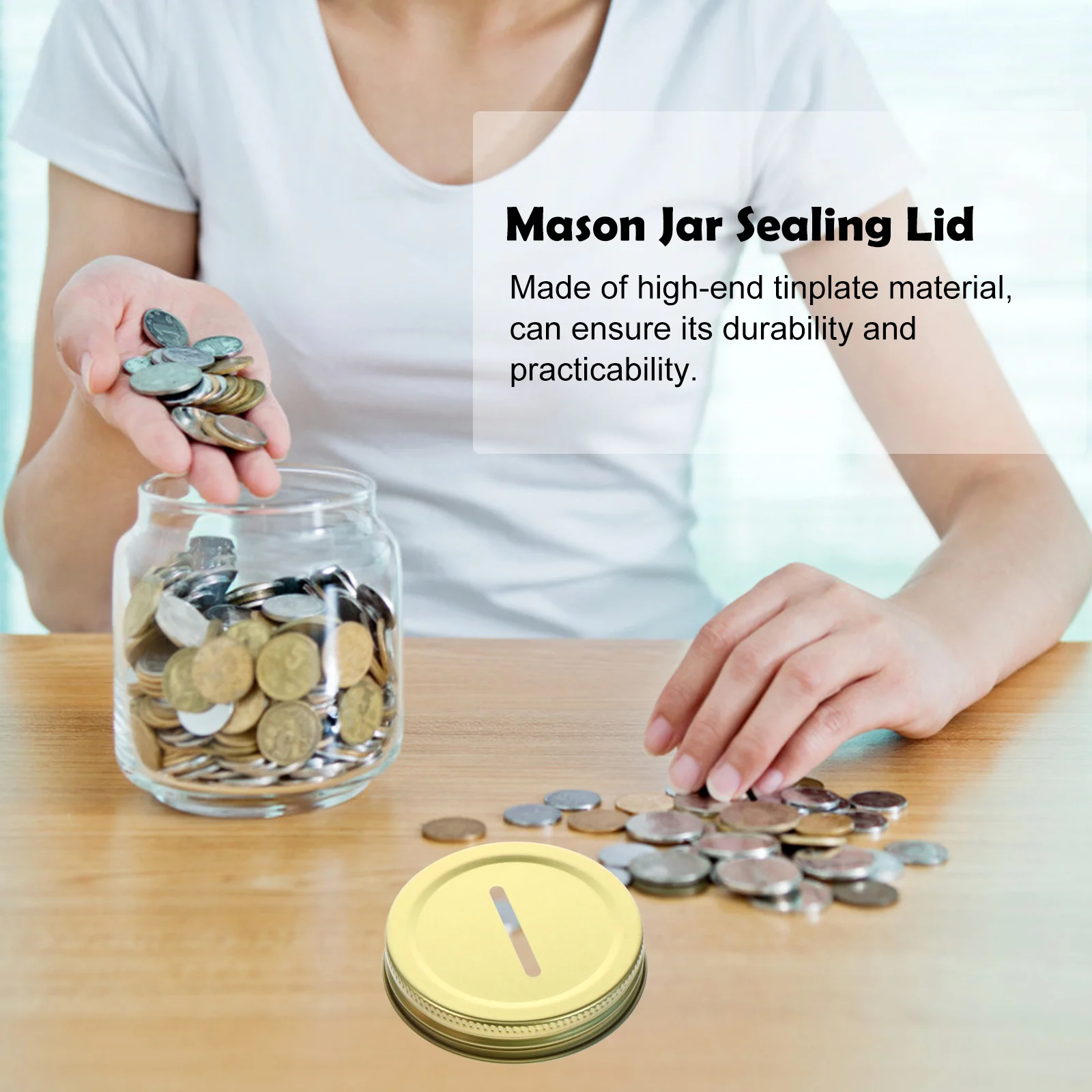 

25Pcs Regular Mouth Mason Jar Lids Tinplate Sealing Caps for 7.0cm DIY Coin Slot Lid Storage Jar Accessories Cup Lids