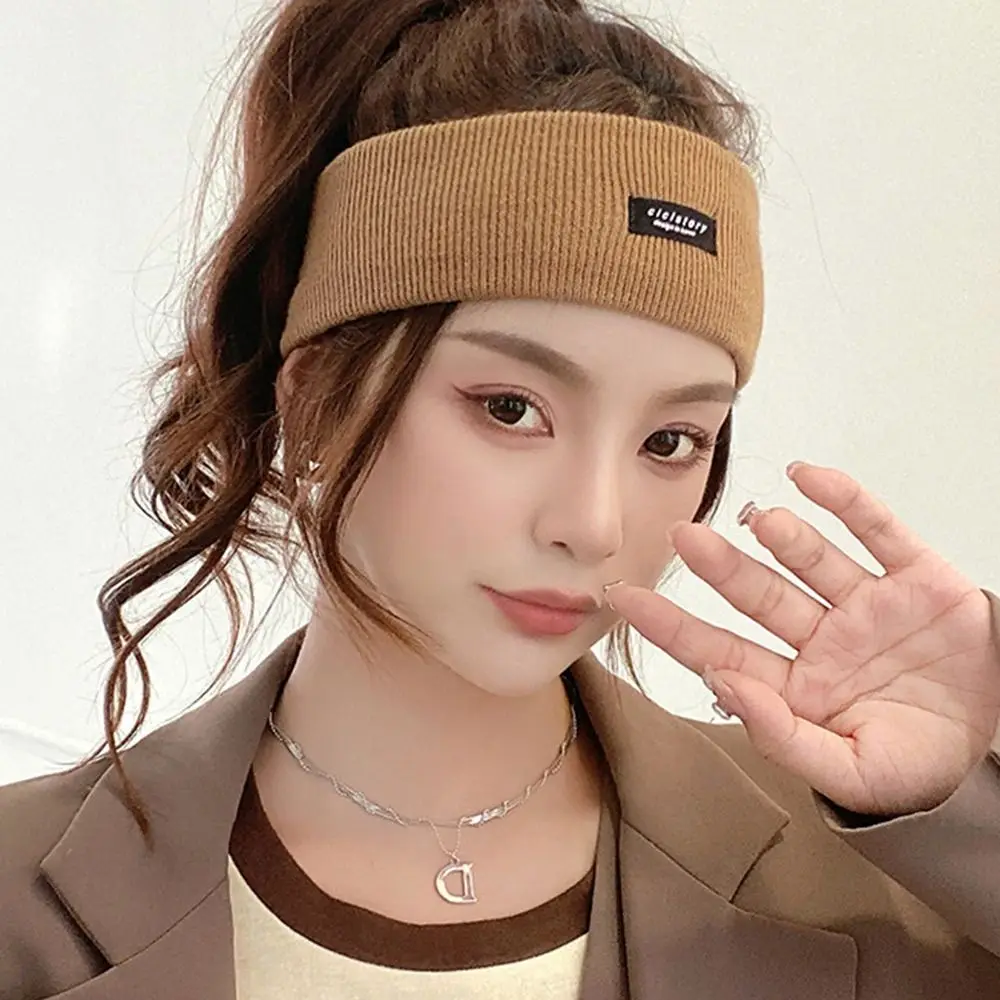 Fashion Candy Color Knitted Hair Band Sweat-absorbing Wide Yoga Exercise Headband Casual Elastic Hair Accessories Women