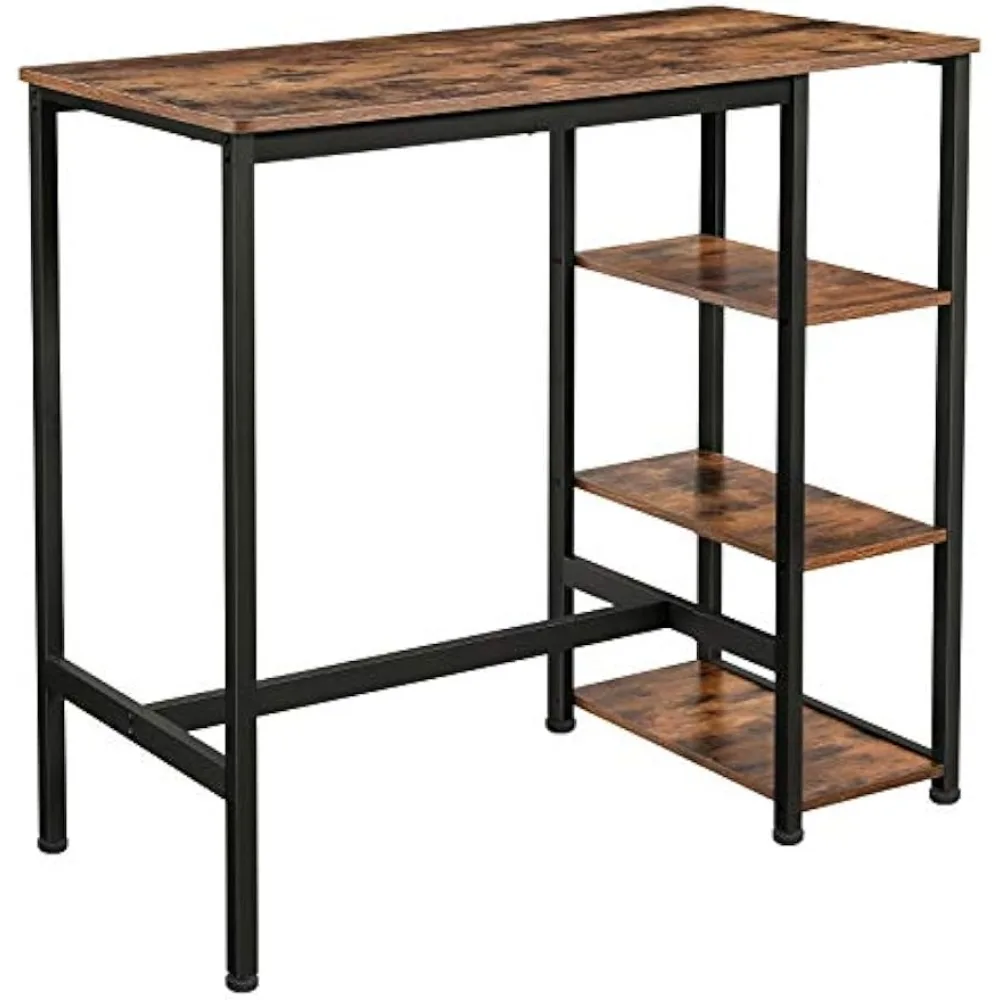 Bar Table with Sturdy Metal Frame, Easy Assembly, Industrial Design, 23.6 x 42.9 x 39.4 inches, Rustic Brown