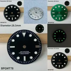 28.5mm S logo NH34 GMT modified SUB Green glowing s logo dial watch accessories custom watch men's watch accessories s 28.5mm