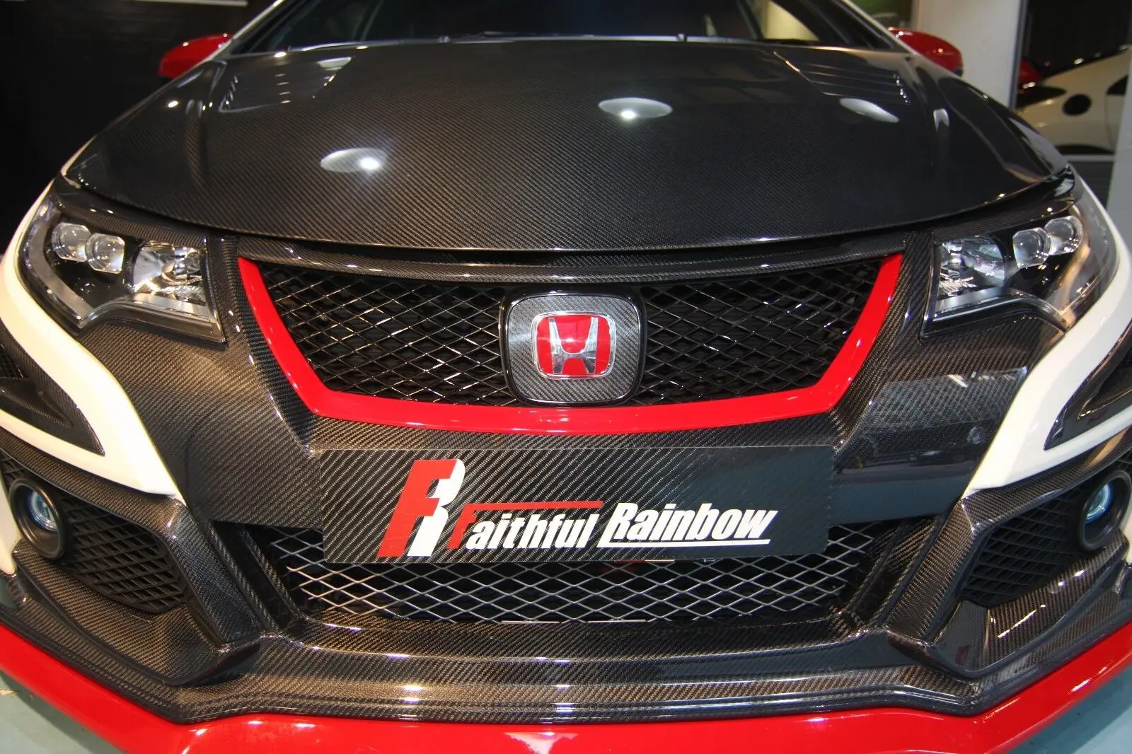 Real Carbon Fiber headlight cover eye lid fit Honda 2015 Civic Type-R FK2