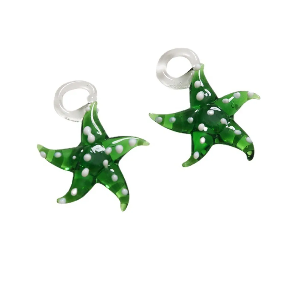 Cute Sea Star Fish Ornament Colorful Starfish Miniature Figurine Charm Multifunction Glass Pendant Mini Necklace Accessories