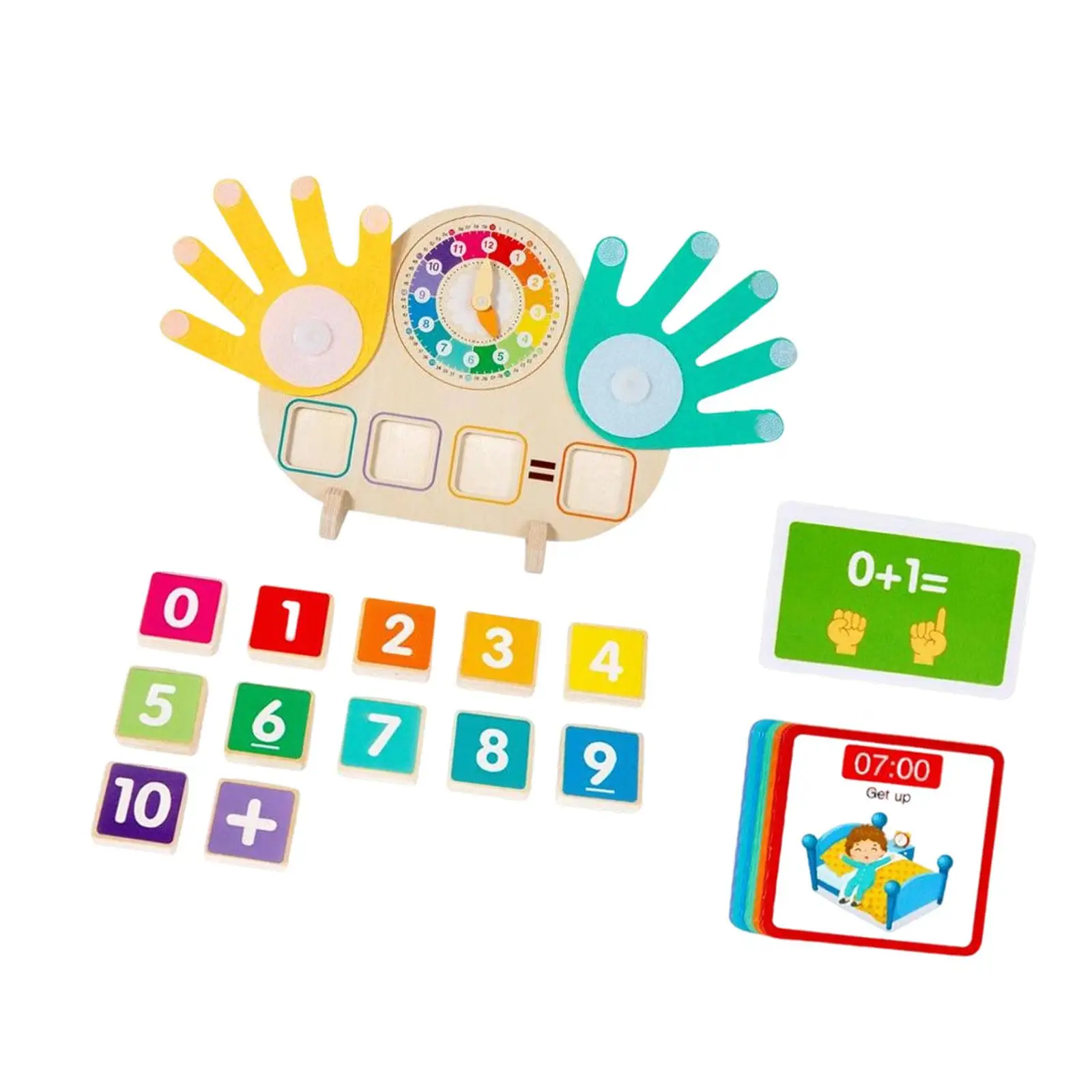 Vinger tellen wiskundespeelgoed leermiddel thuisschool vroeg onderwijs voor kleuters 3-jarig en oud klaslokaal jongens en meisjes kinderen