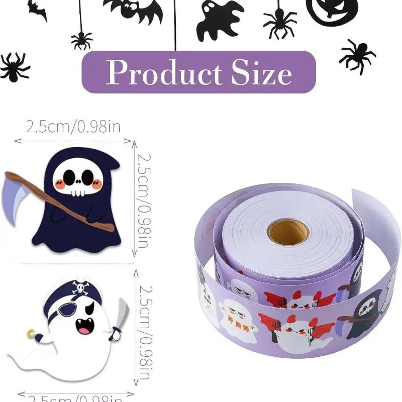 

500Pcs/Roll Funny Halloween Decorative Stickers Cute Pumpkin Ghost Skull Spider Bat Label Decal Graffiti DIY Stickers DIY Phone