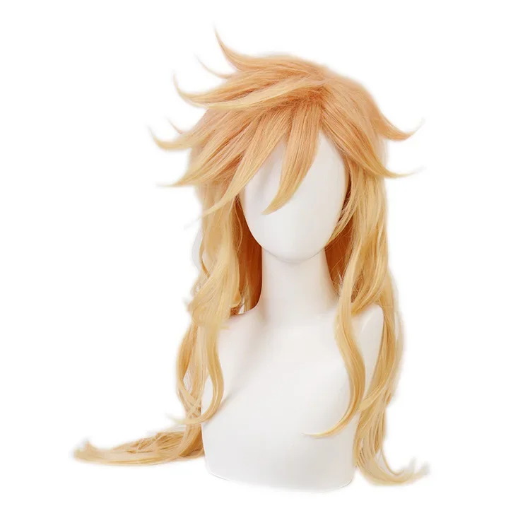 Douma Japanese Anime Cosplay Wig Unisex Light Golden Gradient Synthetic Wig Comic-con Costume Accessories Party Performance Prop