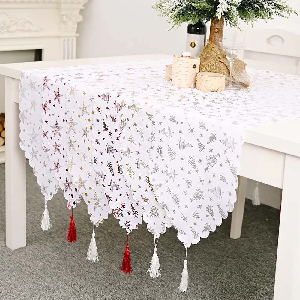 Christmas Table Runner Tablecloth for 2026 Xmas Navidad Noel Gifts New Year Table Flag Kitchen Dining Table Decor Tablecloth