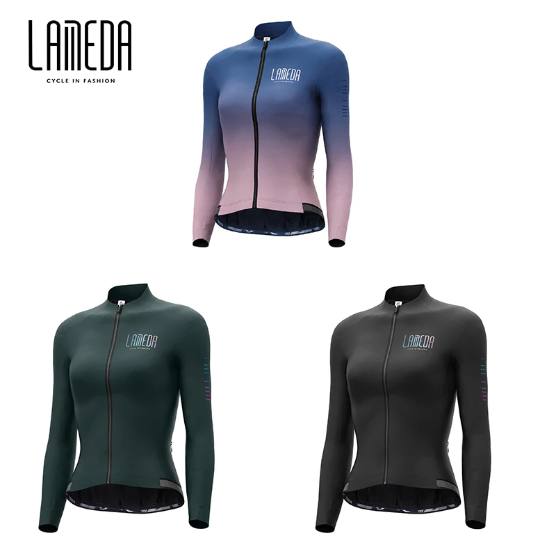 Maglia da ciclismo LAMEDA per le donne inverno caldo velluto pile antivento giacca a maniche lunghe abbigliamento bicicletta vestiti MTB bici da strada