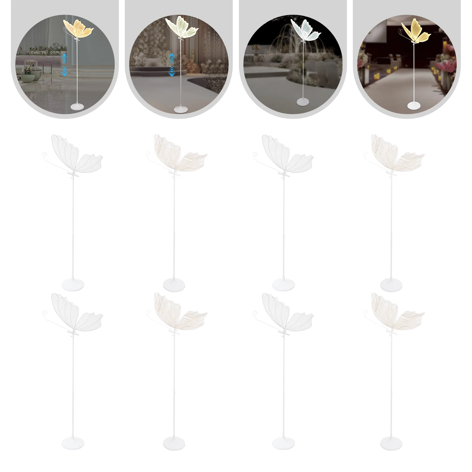 110V 2pcs Creative Wedding Butterfly Led Floor Lamp Butterfly Hanging Light Romantic Hanging Wedding Butterfly Decoration Props