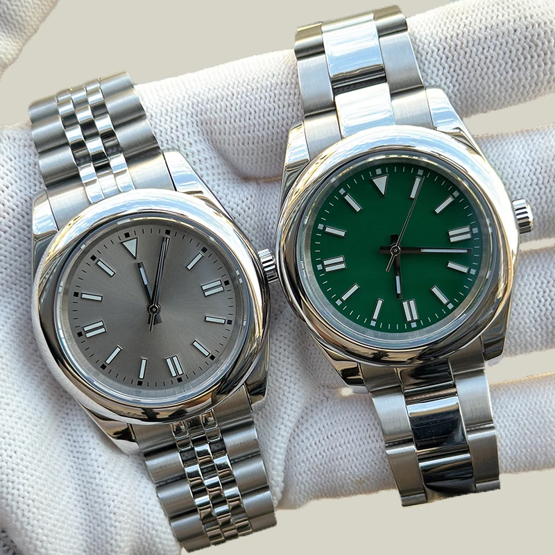 تعديل نموذج دائم 316L حافظة من الفولاذ المقاوم للصدأ لساعة حركة NH35 مع زجاج الياقوت الأدبي المضيء