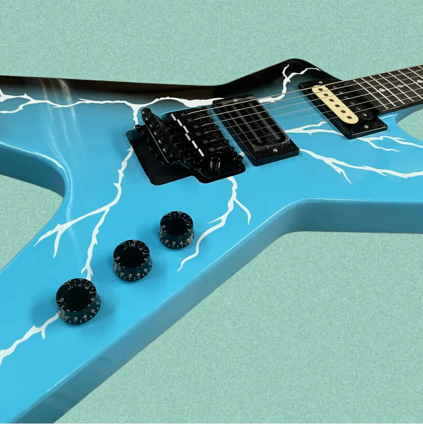 6-string electric guitar,blue-black gradient lightning paint,rosewood fretboardc guitars,ideal personal use or giftingc guitarra