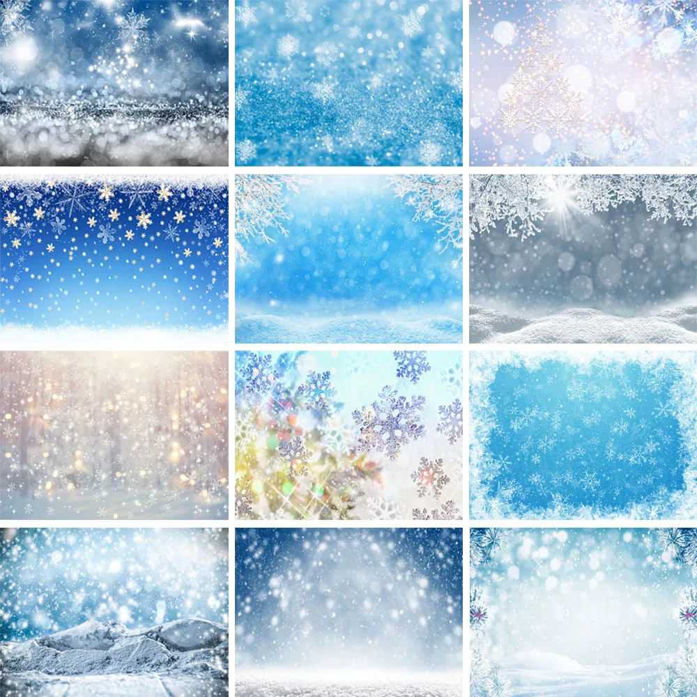 

Winter Wonderland Backdrop For Photography Glitter Snowflake Photocall Kids Portrait Background Christmas Bokeh Snow Photostudio