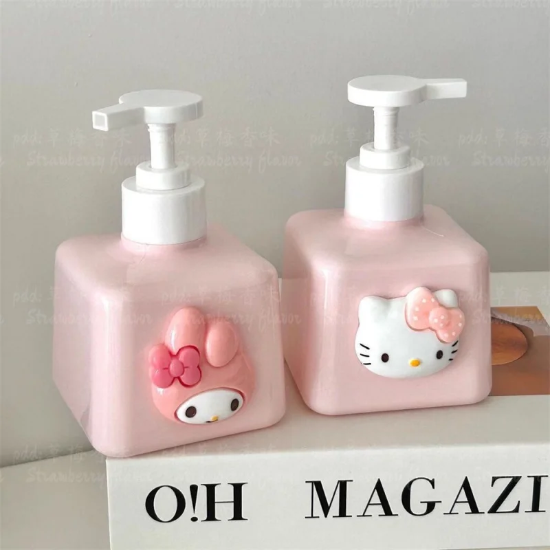 Hello Kitty Double-Compartment Bottle—Cute, Stylish Empty Pump Bottle   Home-Use Shampoo and Body Wash Dispenser   Lotion Bottle