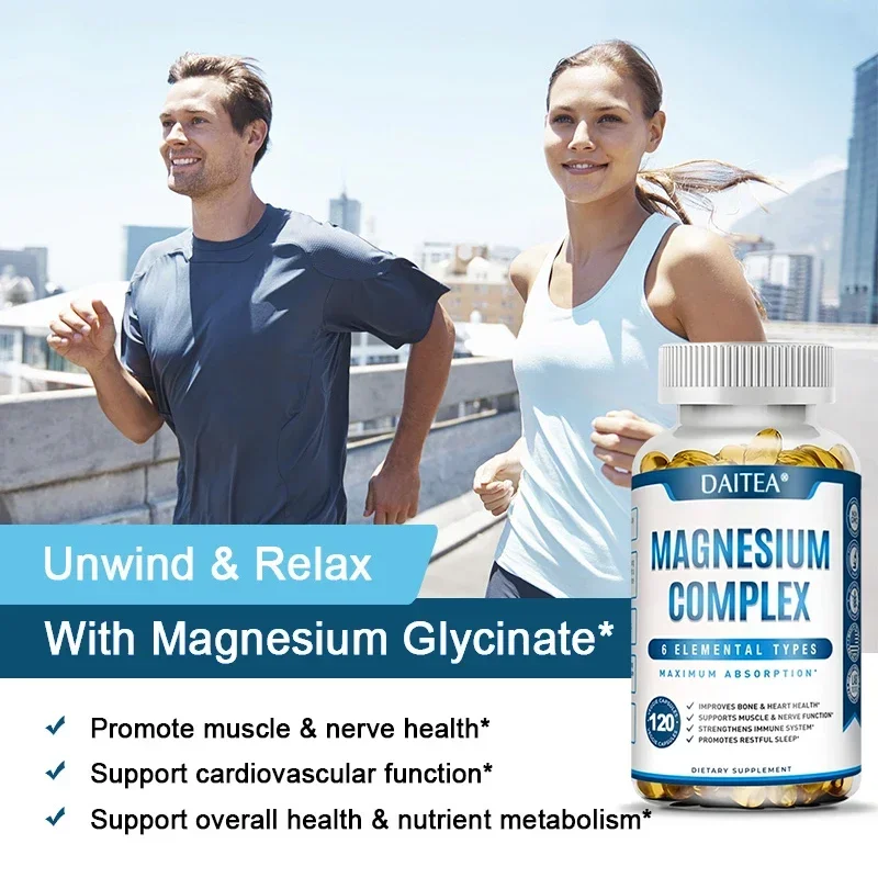 Magnesium Complex Capsules - for Muscle, Immunity, Sleep, Nerve and Energy, High Absorption, Vegetarian, Non-GMO