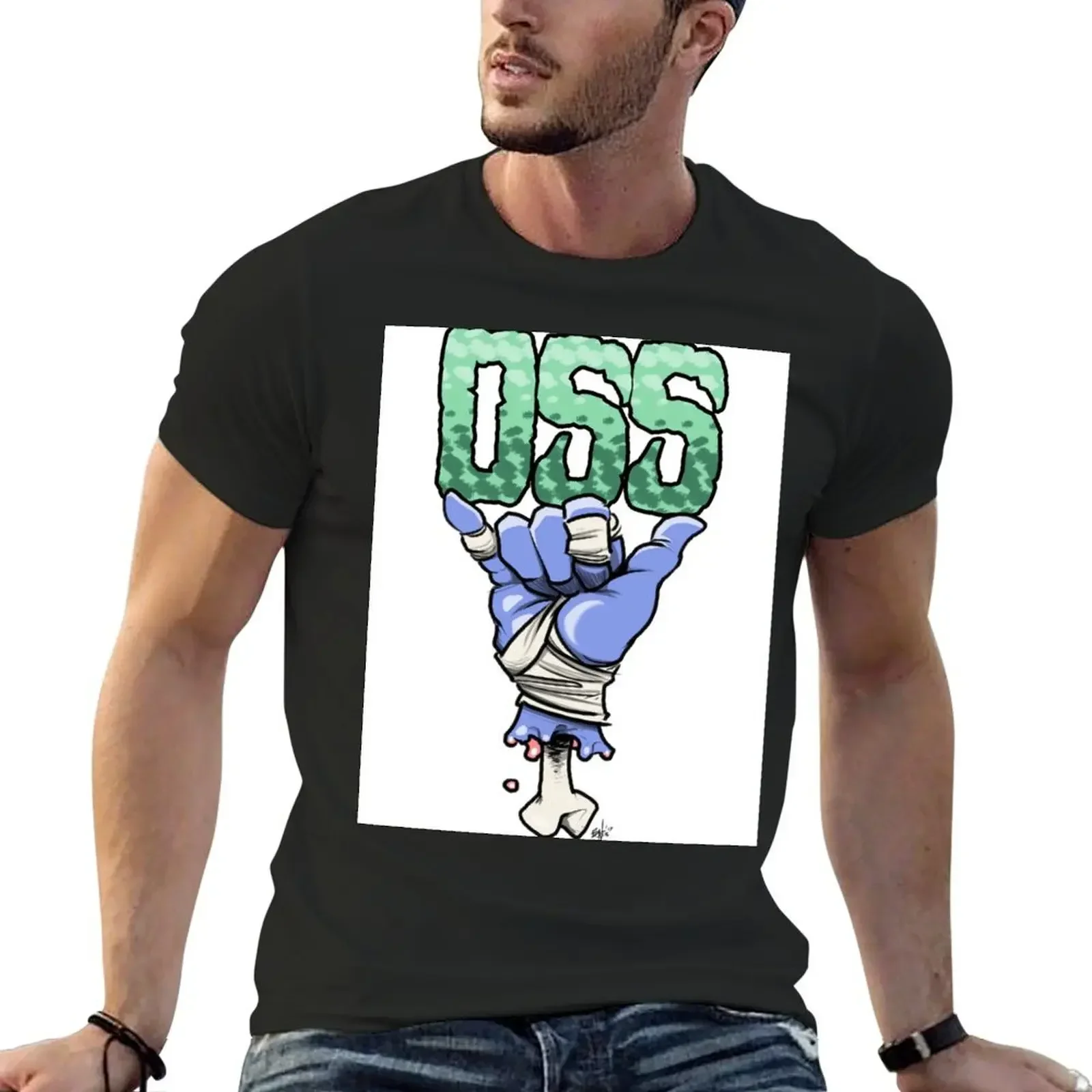 OSS blue T-Shirt customs graphics mens plain t shirts