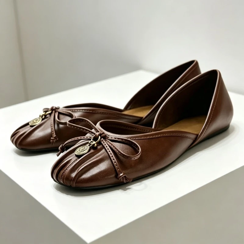 

Fashion Metal Detail Ballet Flats for Women Elegant Round-Toe Butterfly Knot Detail Mary Jane Shoes Comfortable Designer Shoes