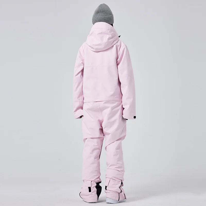 Setelan Ski musim dingin 2024 baju salju pria longgar wanita baju overall Ski tahan angin pasangan jumpsuit hangat setelan olahraga Snowboarding Set