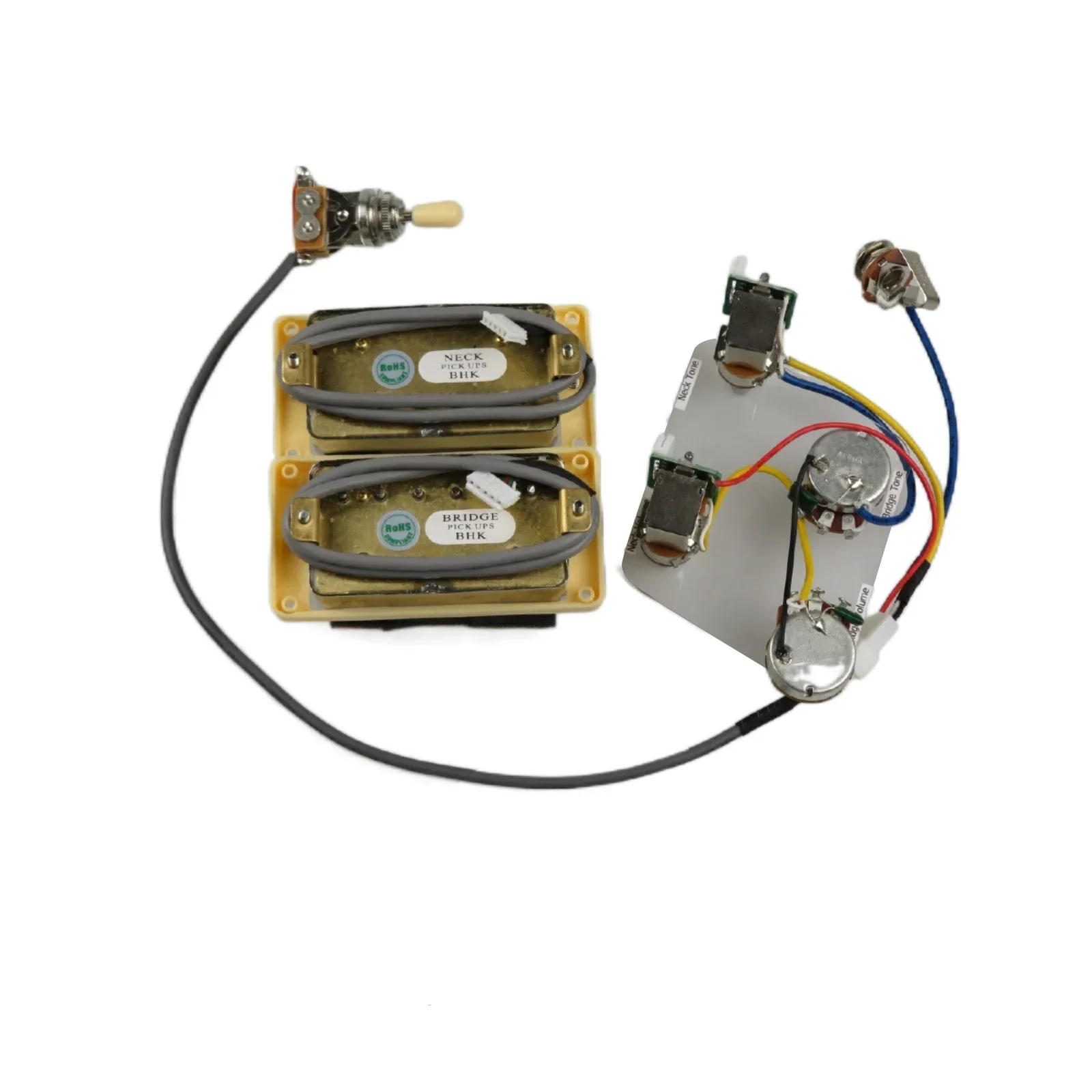 Guitar Humbucker Neck And Bridge Pickup Set with 4C Wiring Harness Push-Pull Control for Single-Cut Style Electric Guitars