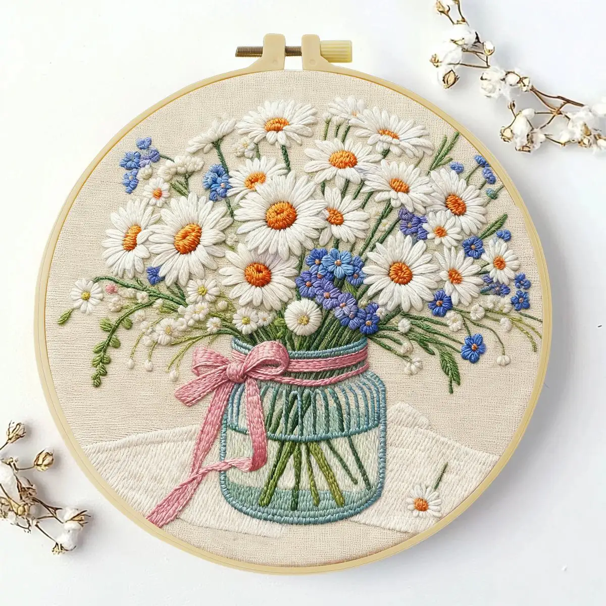 1 Stück 20X20CM/15X15CM 7,87/6,3 Zoll Pflanzen - Blumen Stickerei Starter-Kit DIY-Kit DIY-Stickerei-Set Handarbeiten Malerei – Detail 2
