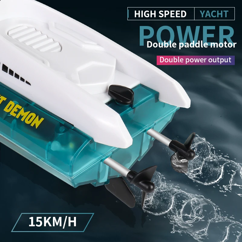 918-2.4GLuminous Colorful High Speed ​​Racing Boat Waterproof Rechargeable Model Electric Radio Remote Control Speedboat Boy Toy