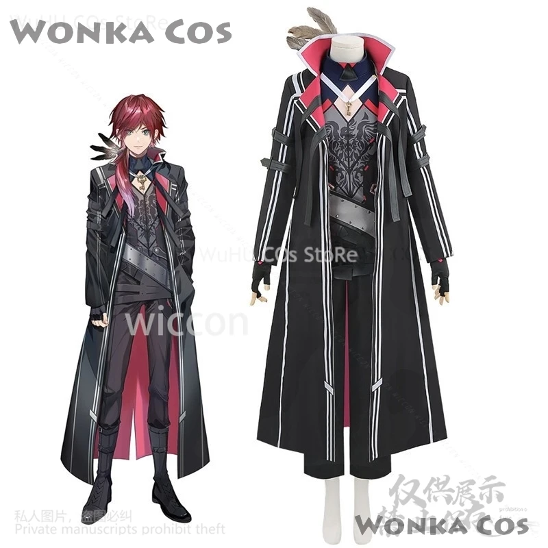 Anime Virtual YouTuber NIJISANJI Cosplay Lauren Iroas Costume Wig Long Trench Coat Uniform Man Goth Halloween Suit Customized