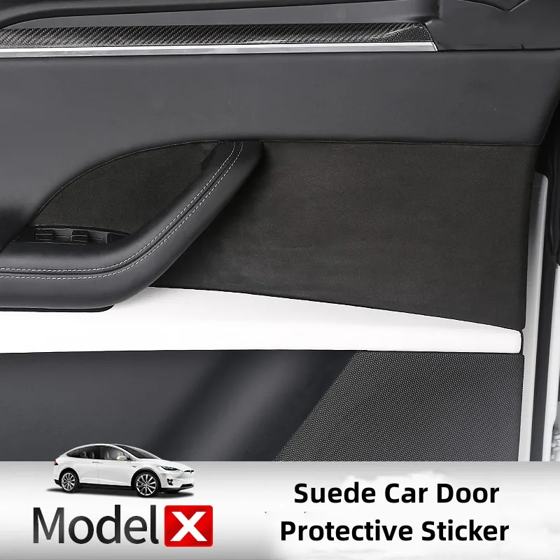 

4PCS Car Door Protector Suede Leather Front Rear Door Panel Protective Sticker For Tesla Model X 2023 Interior Accessories