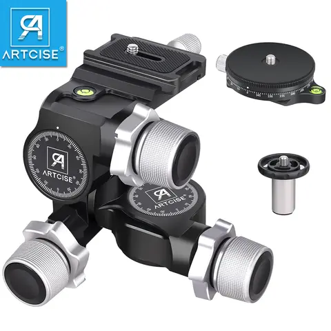 DSLR 카메라 최대 하중 6kg용 Arca 스위스 파노라마 팬을 사용한 정확한 사진 조정을 위한 전문 기어드 삼각대 헤드