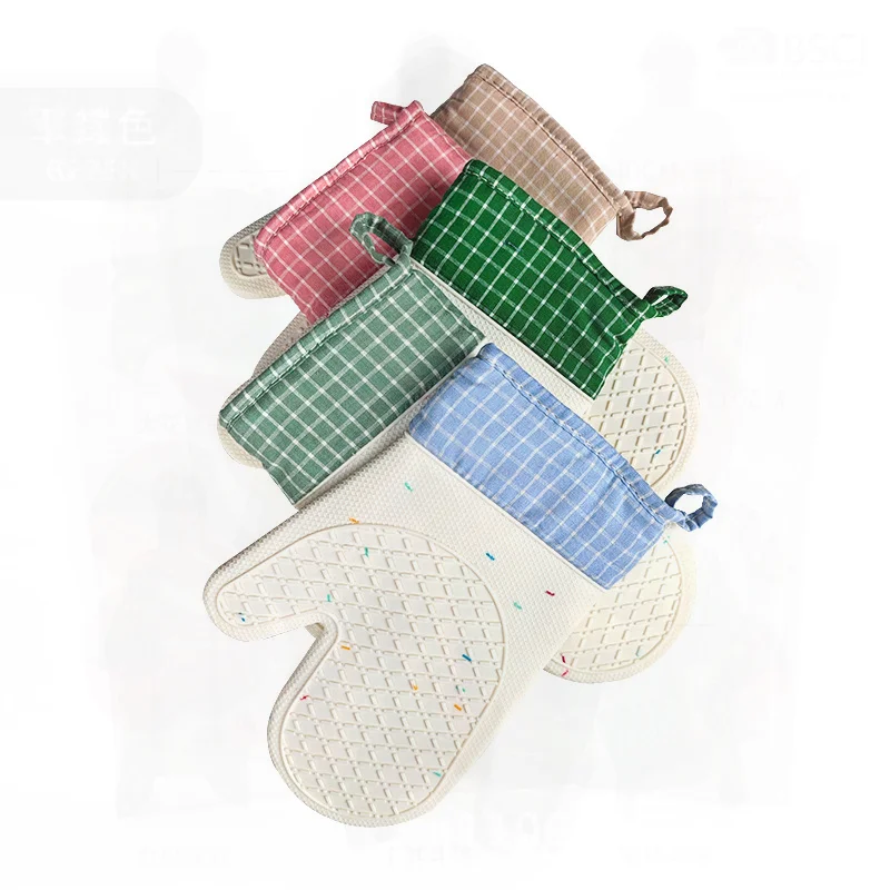 

Non-Slip Silicone Oven Gloves Light Green/Dark Green/Light Blue/Light Pink/Milk Coffee Easy Clean Baking Microwave Kitchen Glove
