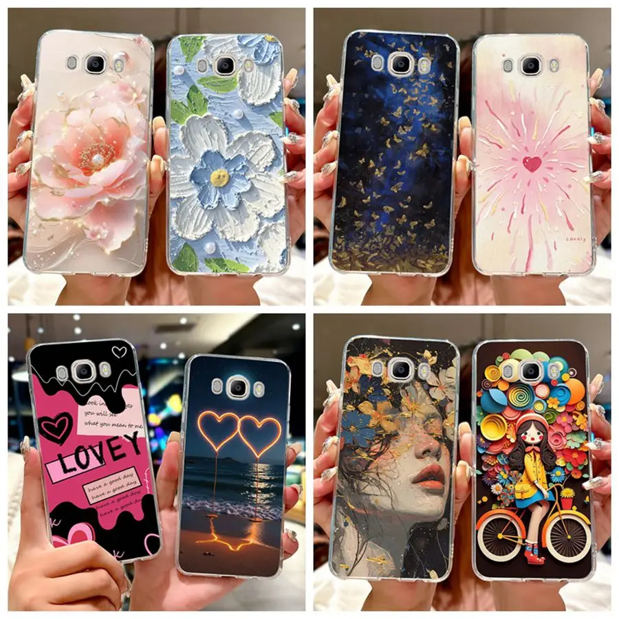 Para Samsung J3 J5 J7 2016 funda trasera de teléfono Linda flor pintada Fundas de TPU para Samsung GalaxyJ5 2016 J510F Fundas suaves