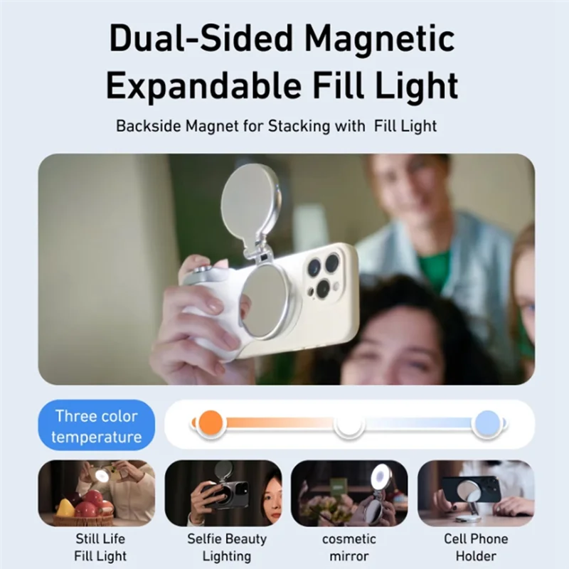 

TELESIN Magnetic Phone Camera Shoot Hand Grip Phone Holder Shooting Aid Remote Control Handle With Fill Light For Smartphone