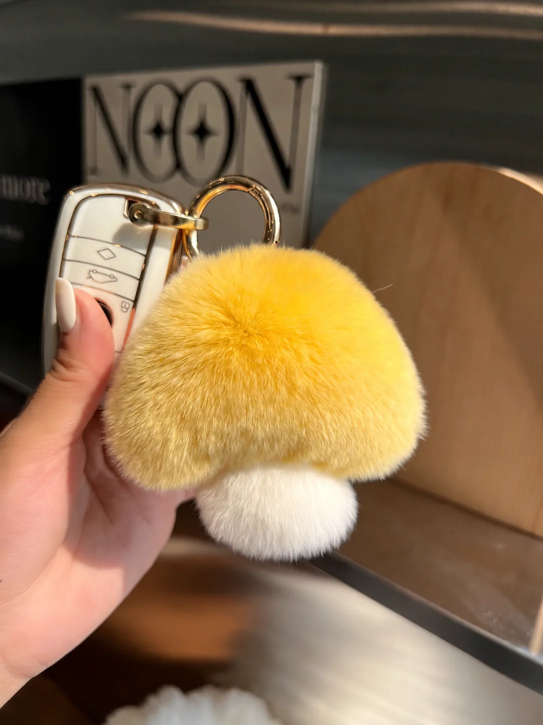Backpack Decoration Charm Cute Faux Rex Rabbit Fur Key Chain Decorative Key Pendant Faux Rex Rabbit Fur Bag Hanging Pendant