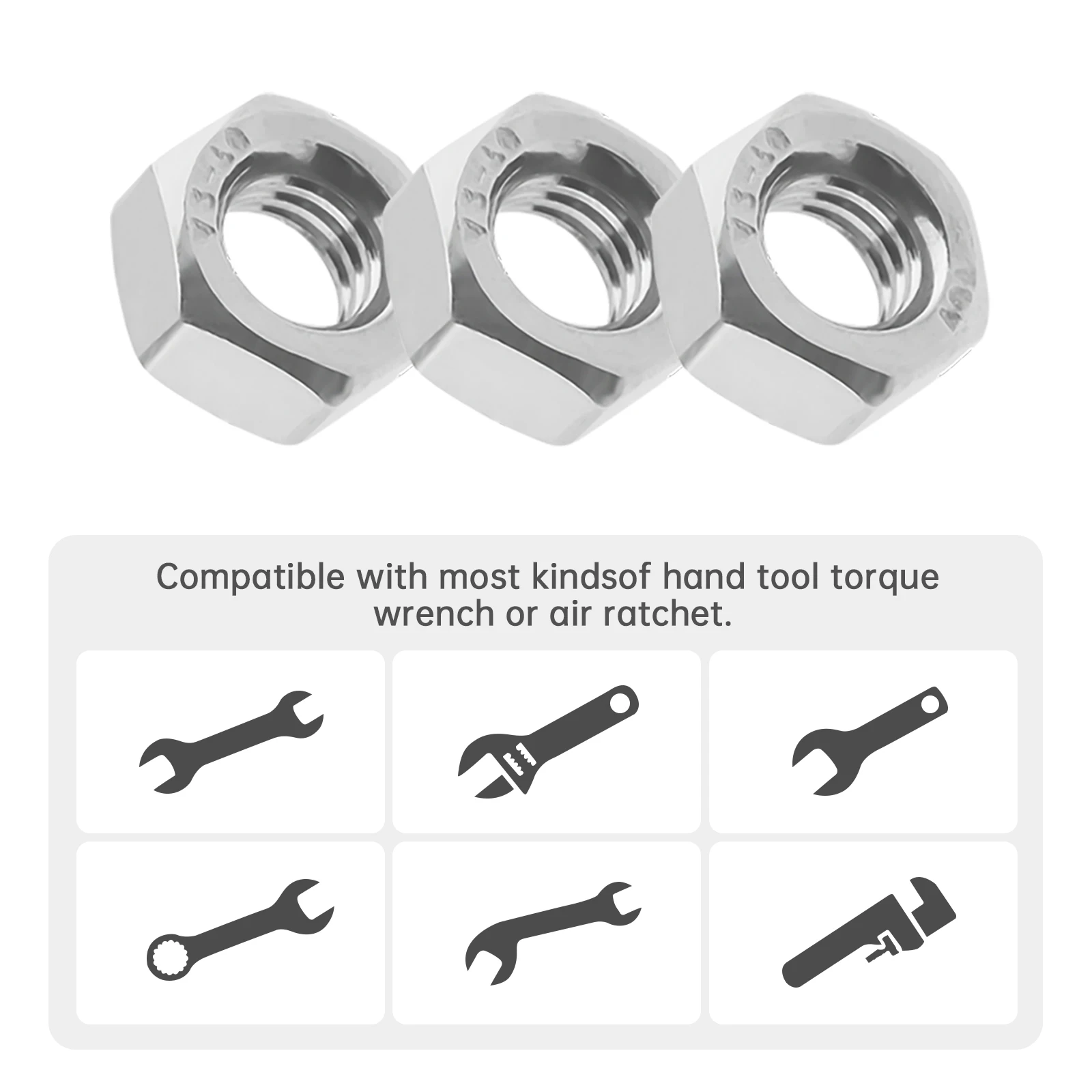 1 Piece 304 Stainless Steel M4 / M5 / M6 Anti Loosening Hex Nut for Parts Replacement, Metal Self-locking External Hexagon Nut