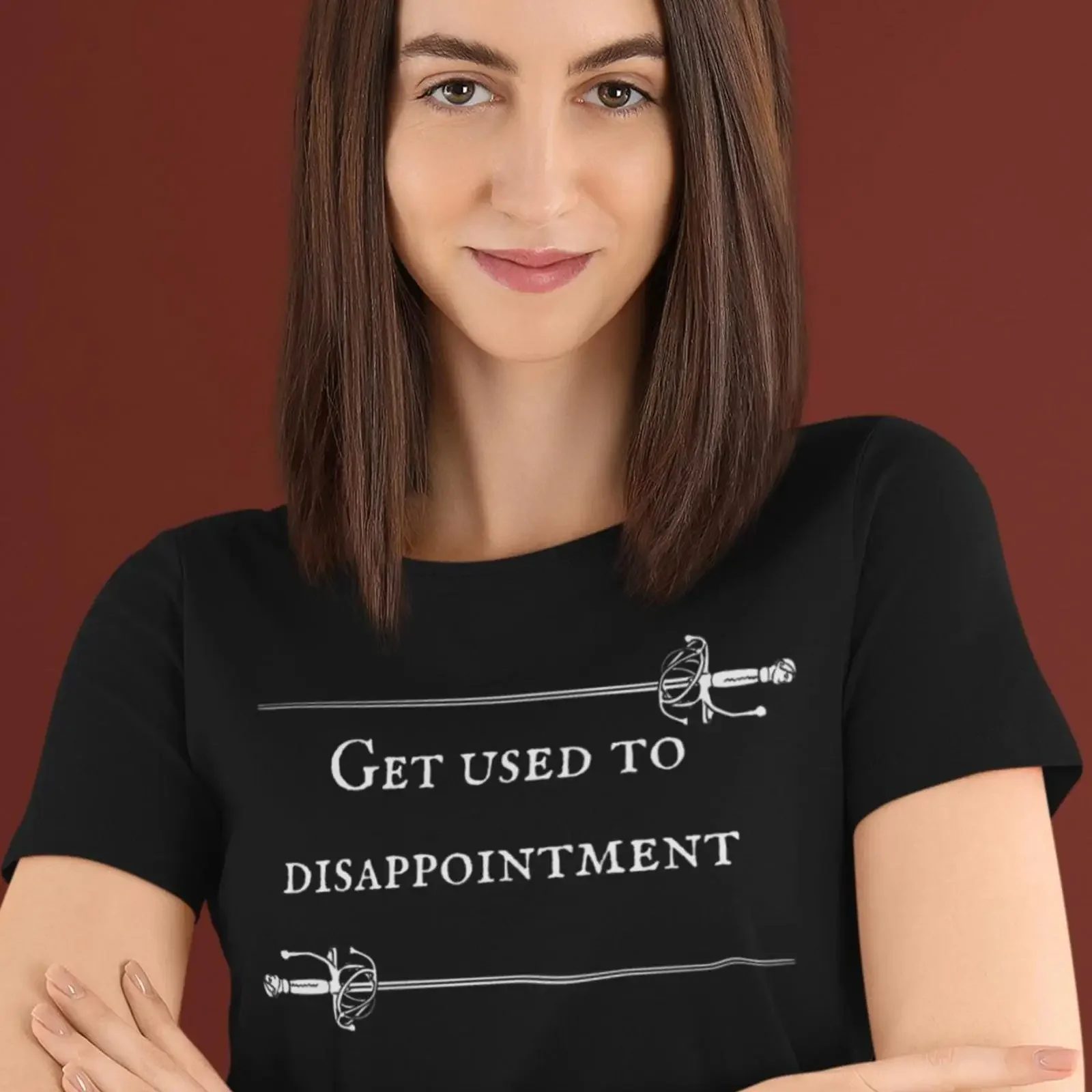 T-shirt vintage délavé légèrement doux et élégant avec citation de The Man in Black du film La Princesse et le Prince Noir – Apprenez à vivre avec la déception
