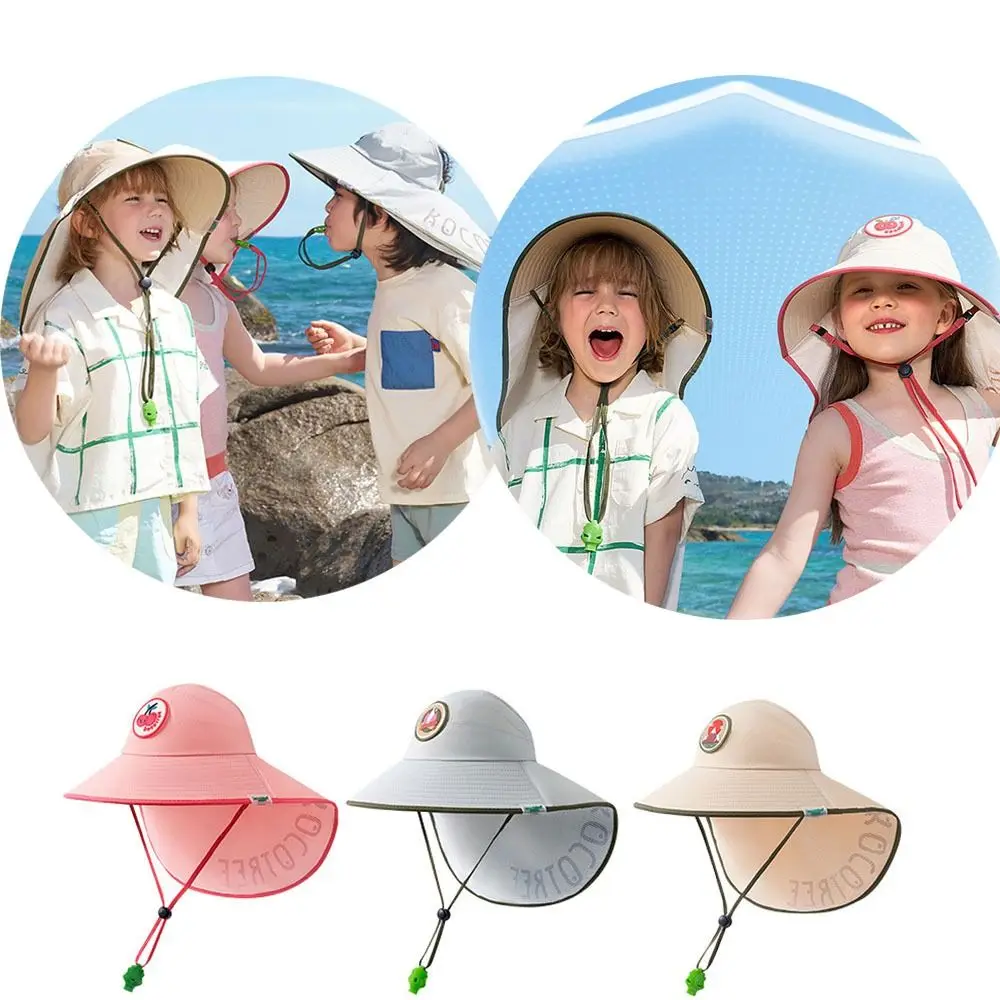 

Sun-Shade Fisherman Hat Children's Sun Protection Hat Camping Alpine Cap with Whistle UV Protection Adjustable with Cape Sun Hat