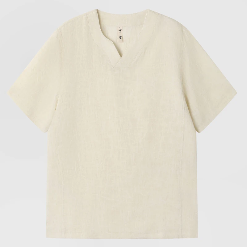nouveau-t-shirt-d'ete-pour-homme-style-chinois-simple-col-en-v-manches-courtes-coupe-ample-et-decontractee-texture-soyeuse-lenzing-lyo