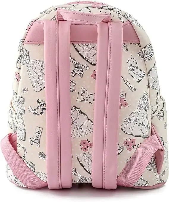 PU Leather Beauty and The Beast Princess Bell Backpack Christmas Lady Bags Sequin Cartoon Schoolbag Handbag for Girls