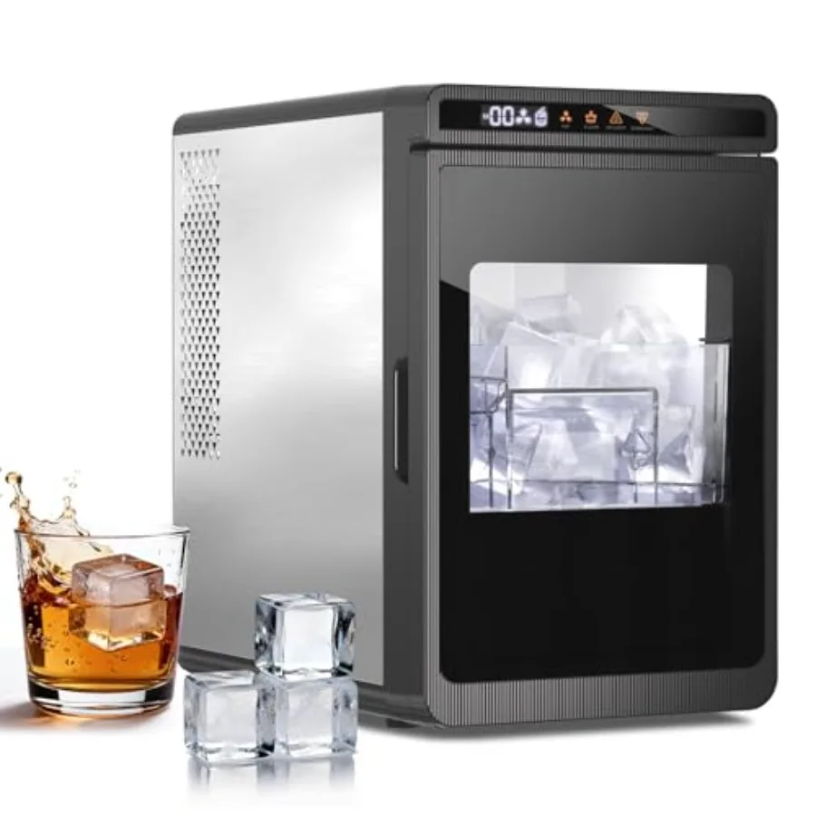 

Portable Countertop Clear Ice Cube Maker 3Pcs/20 Mins 1.6 Crystal Ice Cubes 22lbs/24H ETL Certified Self-Cleaning 24-Hour Timer