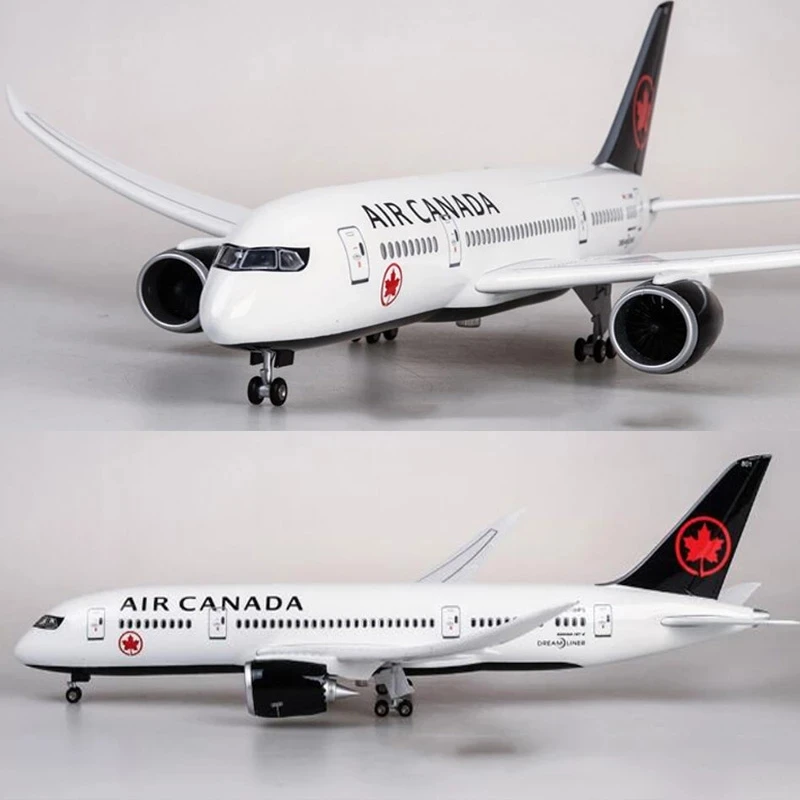 1:130 Scale 43 cm 787 Boeing Jetliner Canada B787 Aircraft Model Die-Cast Resin Plane Jewellery With LED Lights Can Be A Gift