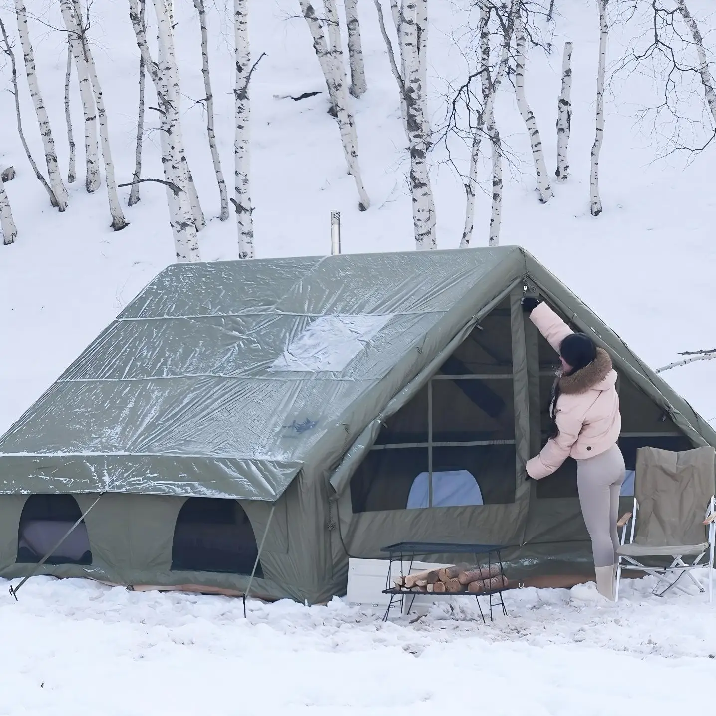 gy-Factory Stock Portable Four-season Easy-install Inflatable Camping Tent Quick Setup with Pump for 6-8 People Outdoor Use*