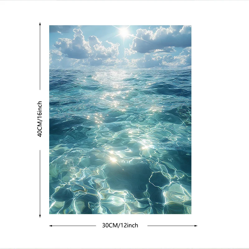 1pc Frameless Blue Sky and Sea Canvas Oil Painting, Serene Ocean Waves Wall Art Poster for Home, Bedroom, Living Room, Office,