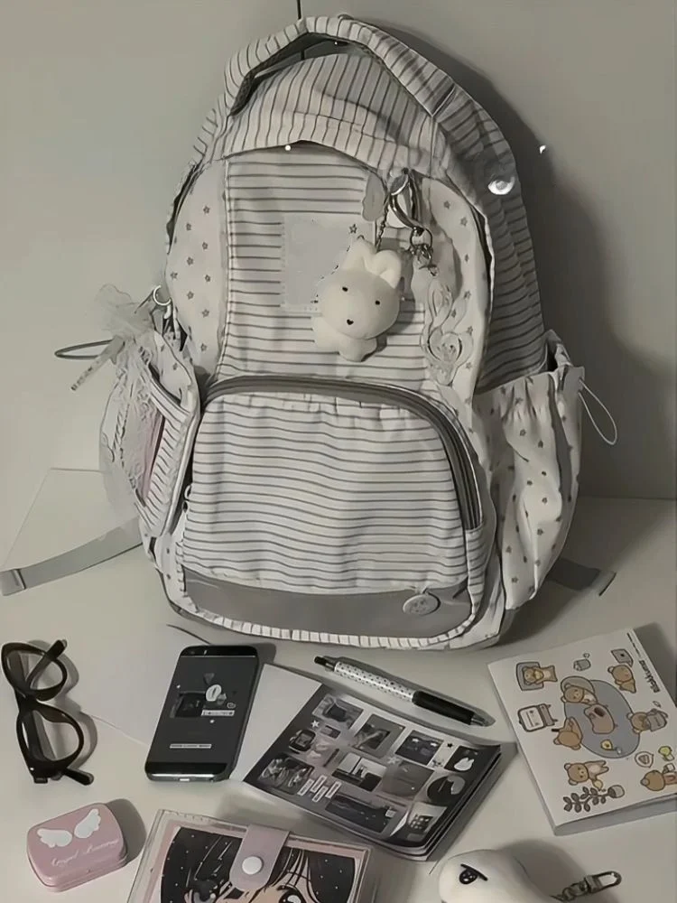 

Корейская сумка в полоску большого размера Capaci Commuter Fisk Универсальная сумка с двойным плечом Неиздаемая модная сумка для поездок на работу 1/4