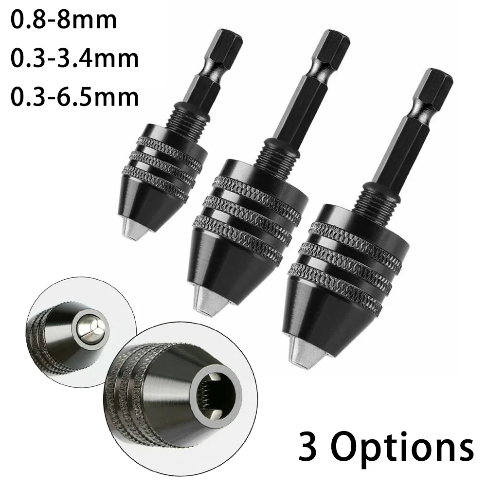 Mini Keyless Drill Chuck 0.3-8mm Self-Tighten Electric Drill Bits Collet Fixture Tools 1/4