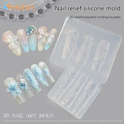 Silicone Flower Butterfly Nail Carving Mold 3D Stamping Plate Nails Stencils DIY UV Gel Manicure Tools Nail Art Enthusiasts