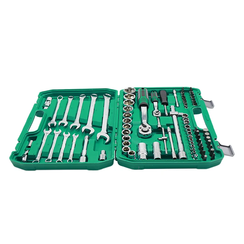 Set Of 82pcs Manual Mechanic Ratchet Wrench Socket Combination Tools Hand Tool Kits For Cars, Motorcycles And Bicycles Repair