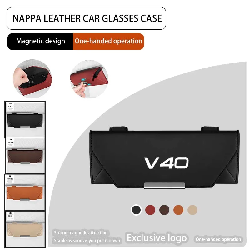 

For Volvo V40 R Design T5 T4 logo Emblem Key Interior Trims Accessories Car Visor Sunglasses Glasses Holder Glasses Case Clip