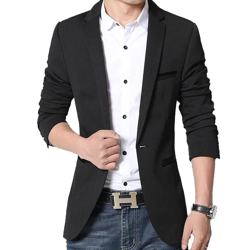 Brand Casual Blazer Men\'s 2024 Autumn New Fashion Slim Business Suit Coat Gentleman High-quality Men\'s Clothing Homme M~5XL